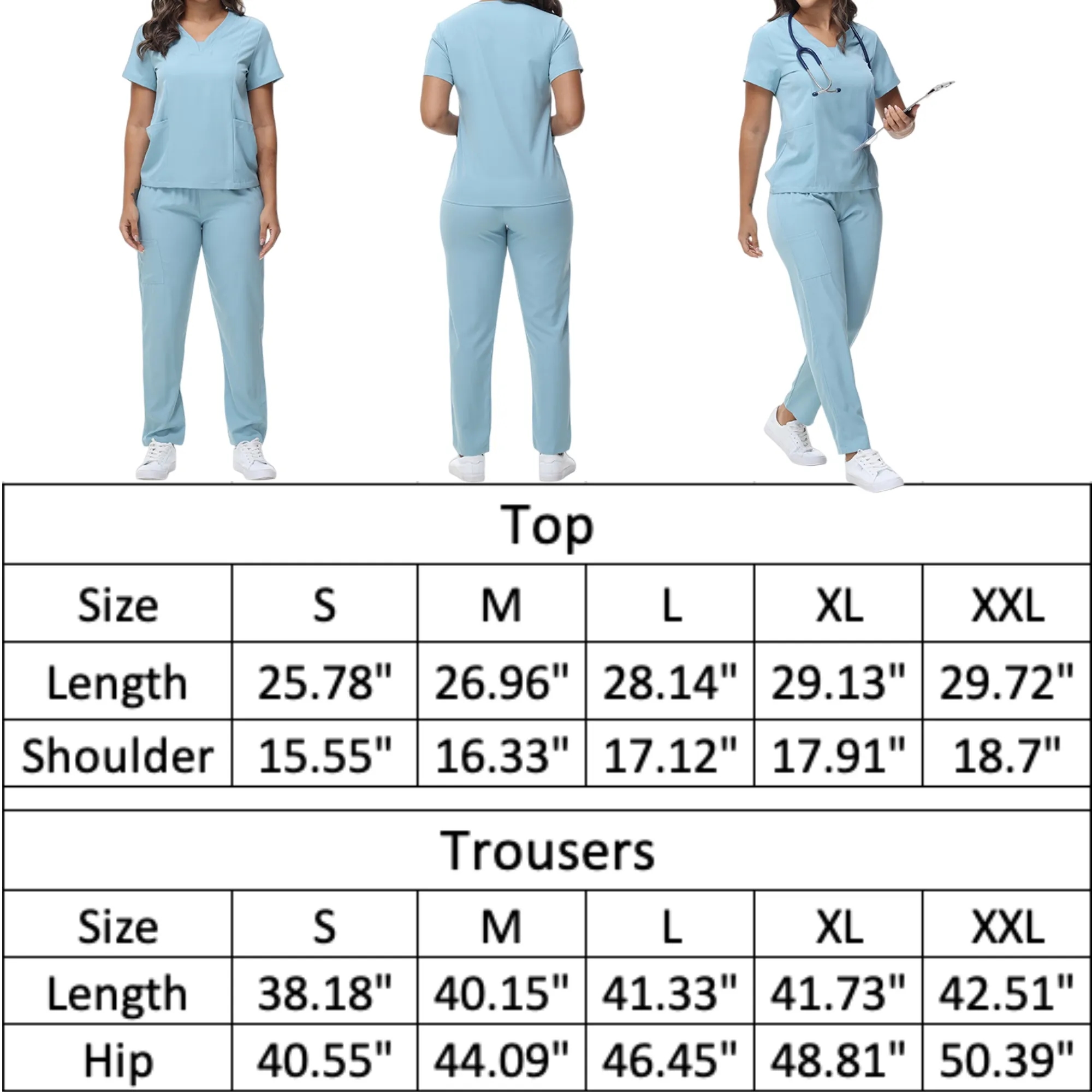 Short Sleeve Nurse Scrubs Set V-Neck Dental Assistan Uniform 2