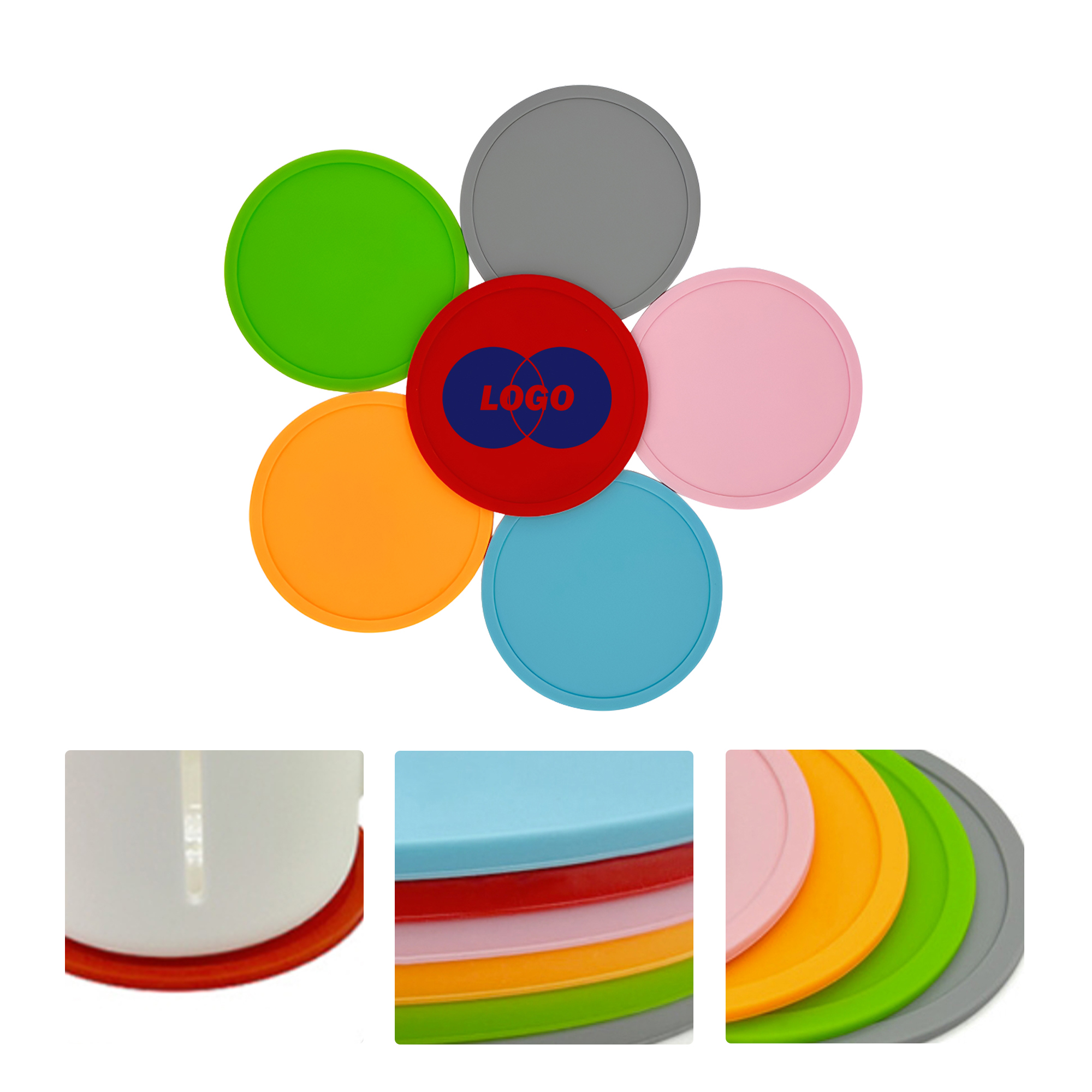 MOQ50 Silicone Waterproof Coaster With Custom Logo 2