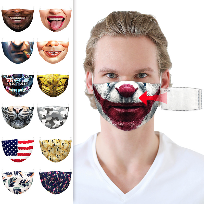 2-ply Sublimated Adults 3D Face Mask with Filter Pocket 1