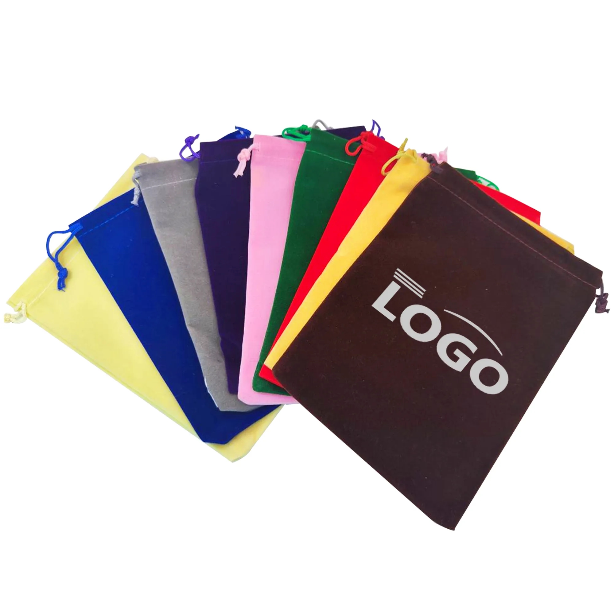 Full Color Thickened Flannelette Jewelry Drawstring Bag