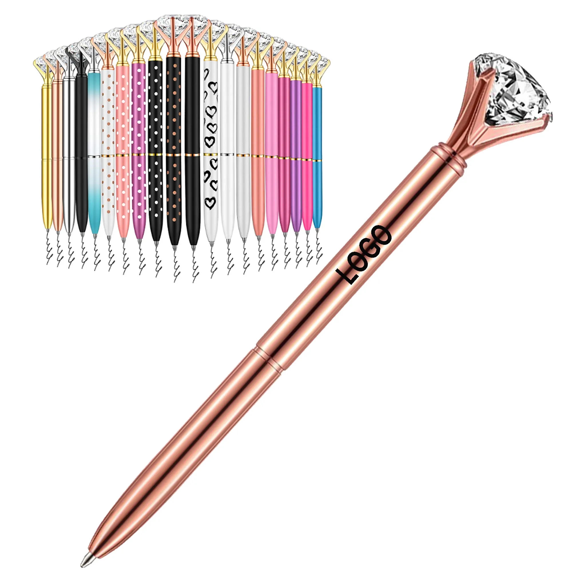 MOQ 50PCS Big Diamond Crystal Metal Ballpoint Pens 2