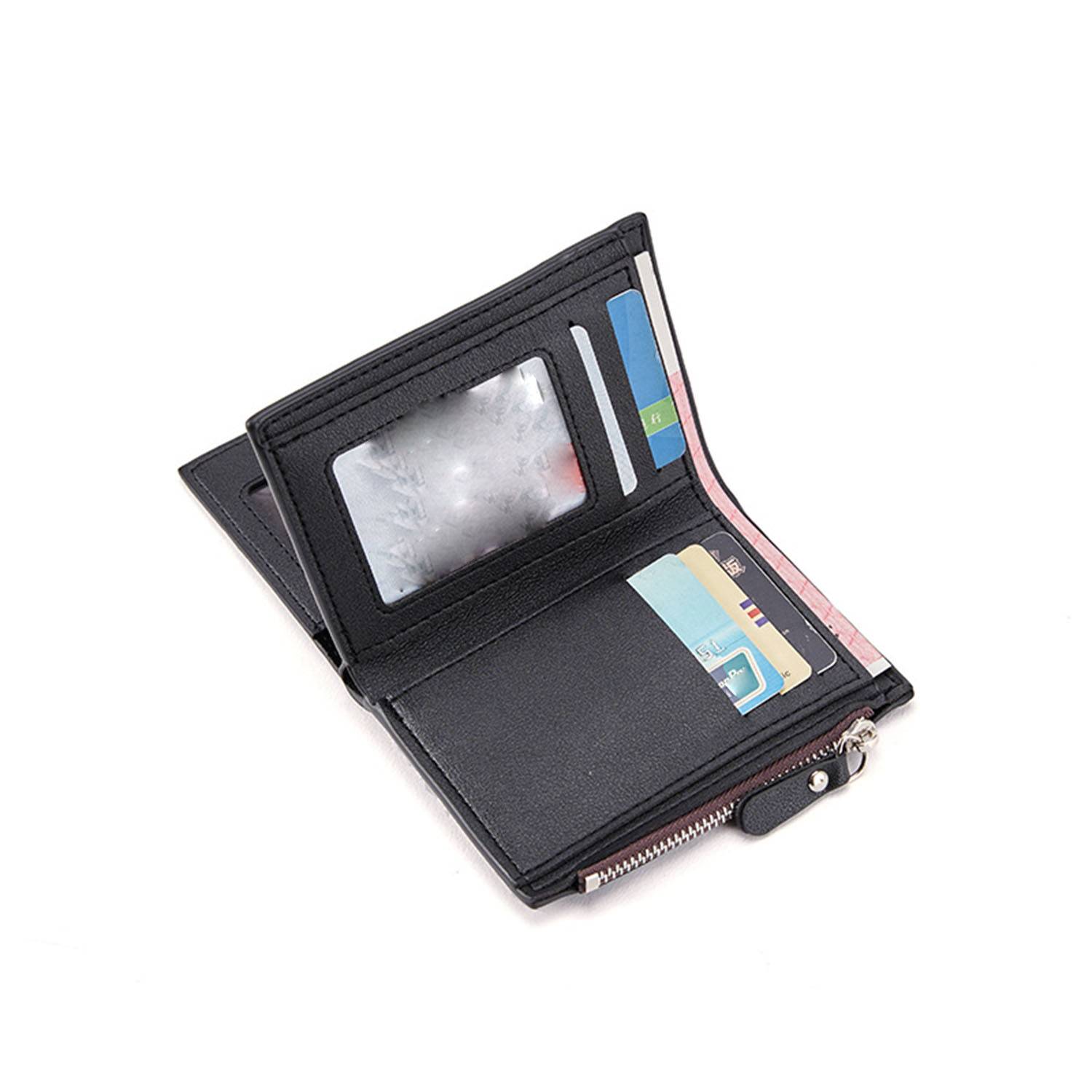 PU Leather Short Zipper Fashion Vertical Wallet For Men 3
