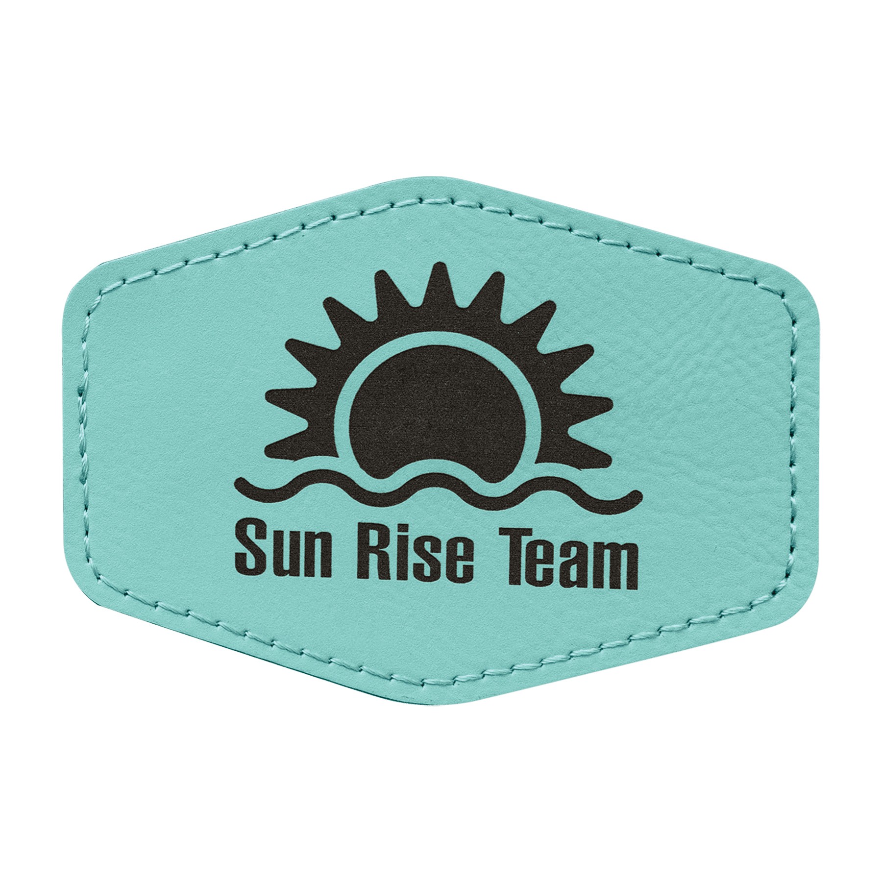 3" x 2" Teal Leatherette Hexagon Patch with Adhesive