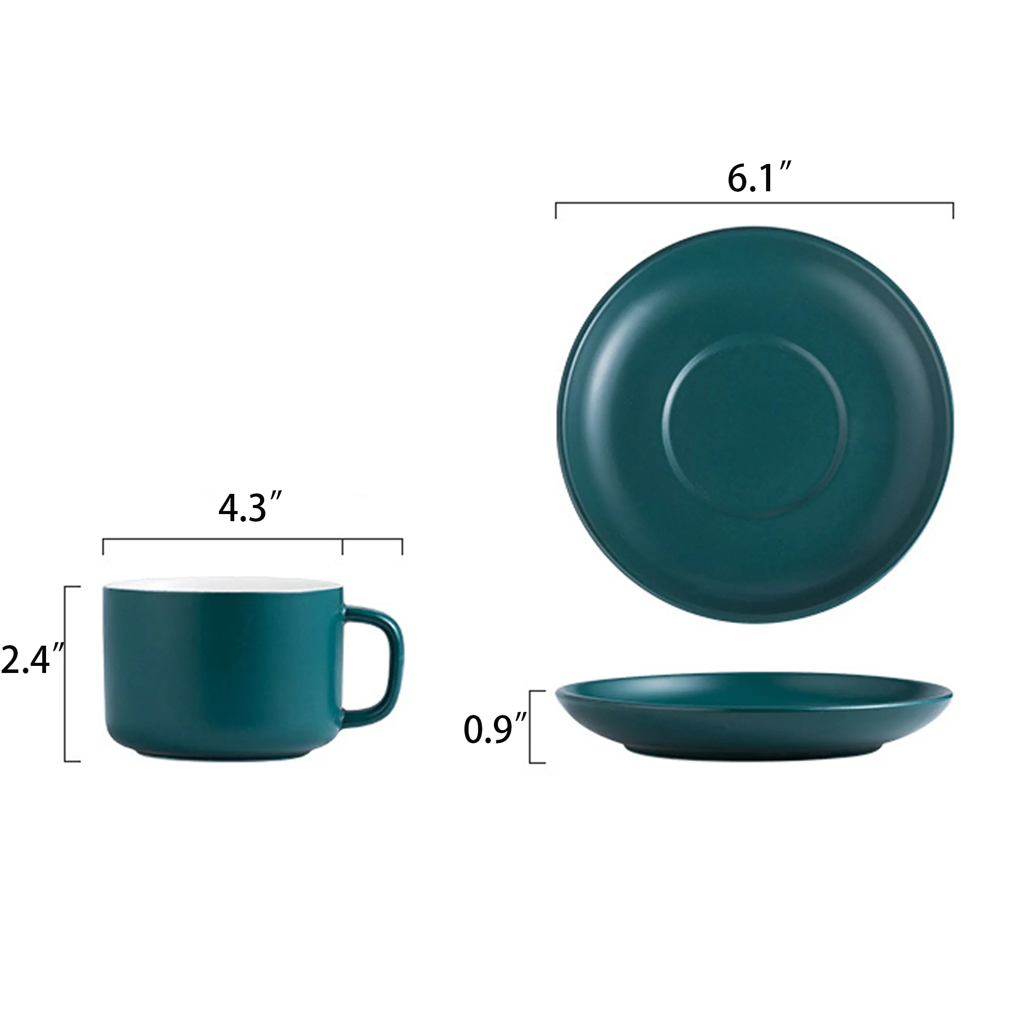 Matte Ceramic Coffee Cup and Saucer Set 7