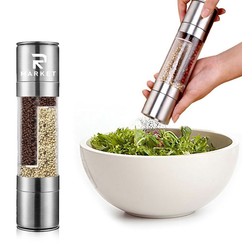 2 in 1 Manual Stainless Steel Salt Pepper Mill Herb Spice Grinder 2
