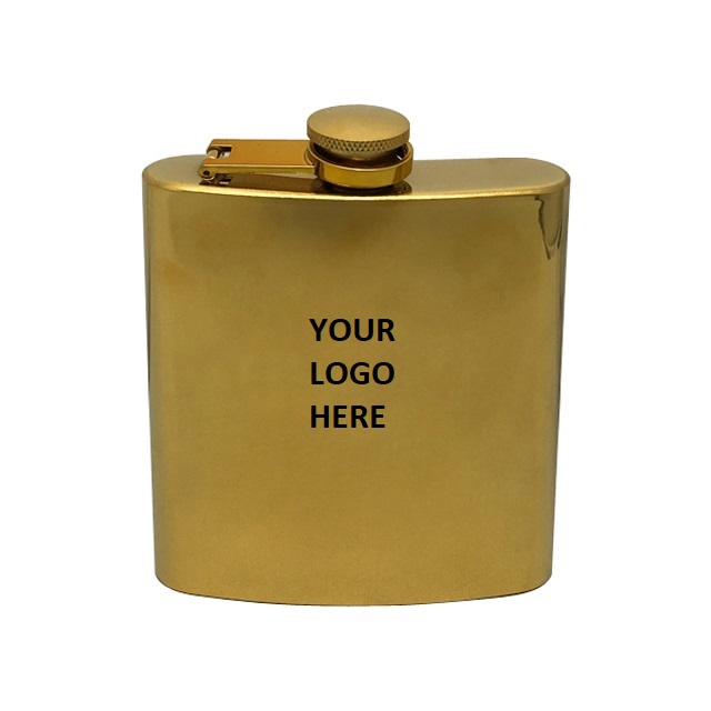 Gold Plated Color Hip Flask 6oz 4