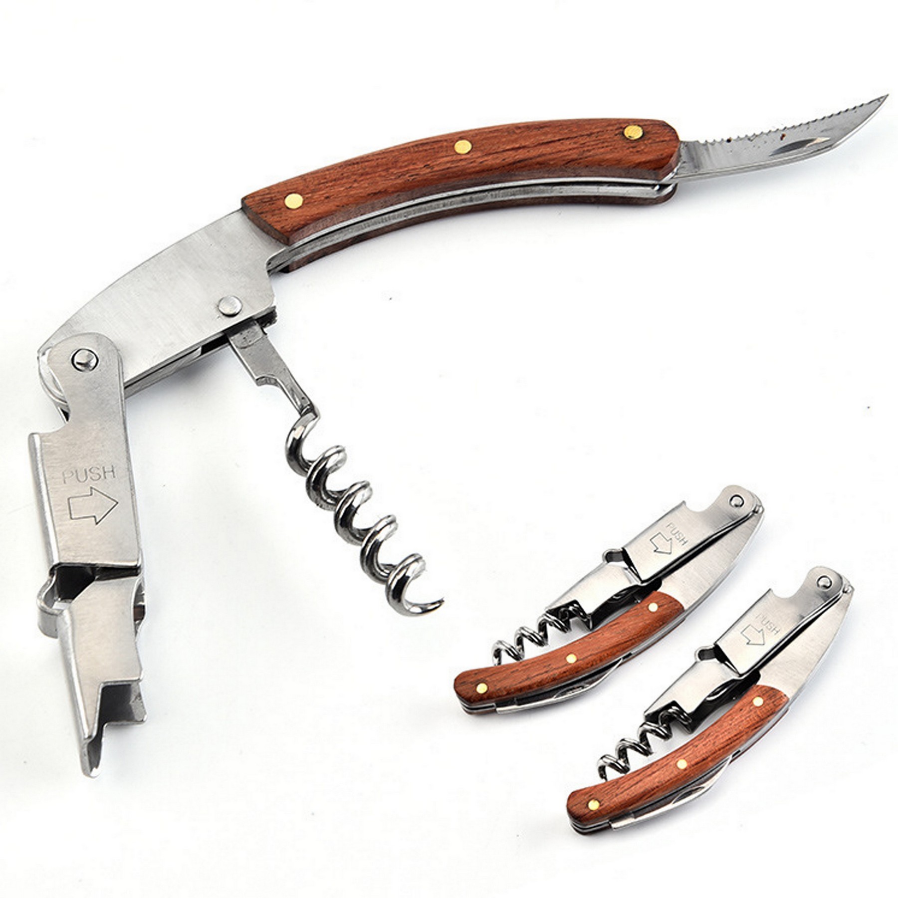 Wooden Wine Bottle Opener With Leather Sheath 1