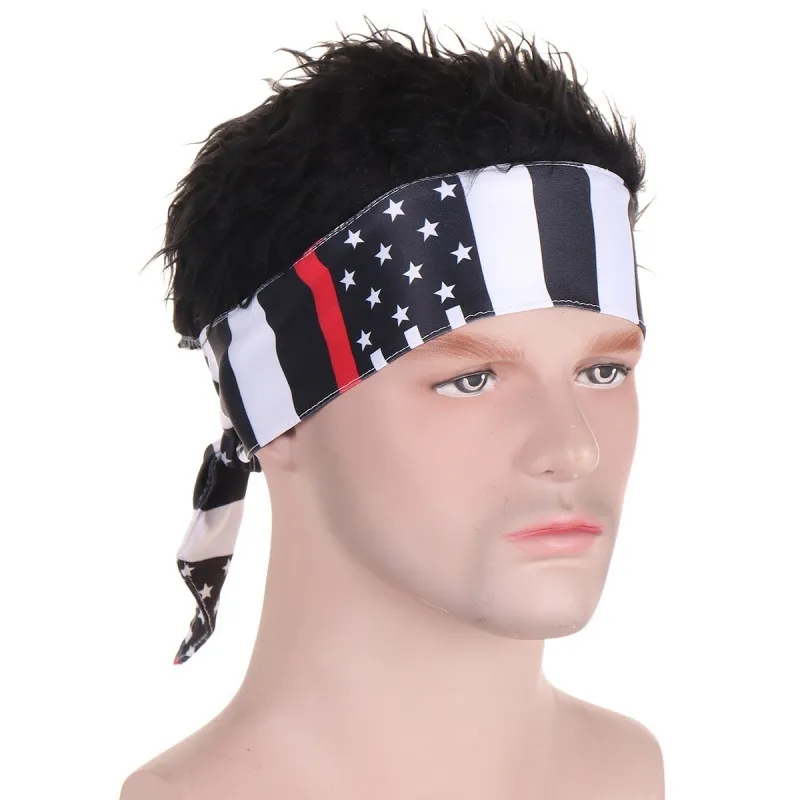 Polyester Sports Wigs & Headband Hat For Men 4