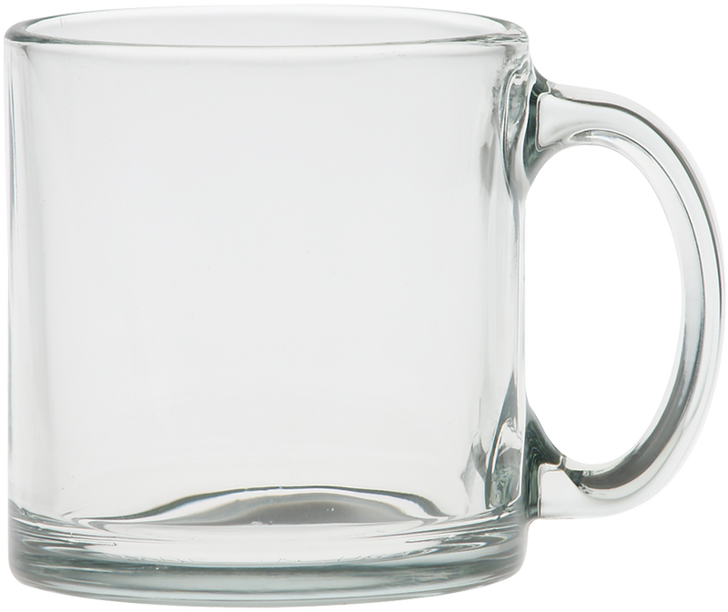 13 oz. Clear Glass Coffee Mug - Deep Etched 15