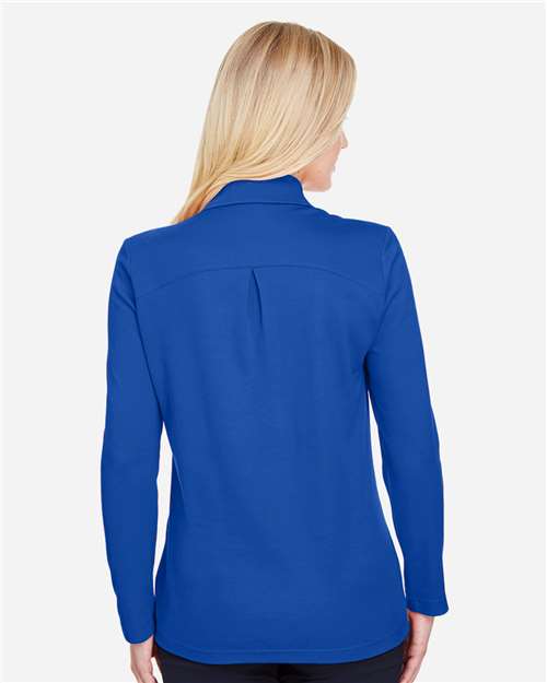 Women's CrownLux Performance® Plaited Long Sleeve Polo - DG20LW 42