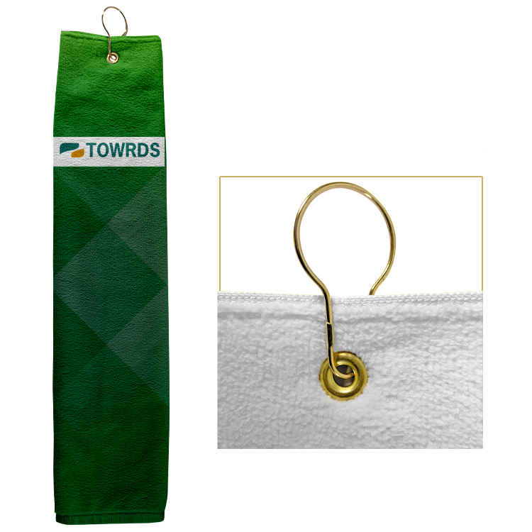 Large Custom Full Color Grommeted Tri-Fold Golf Towel 1