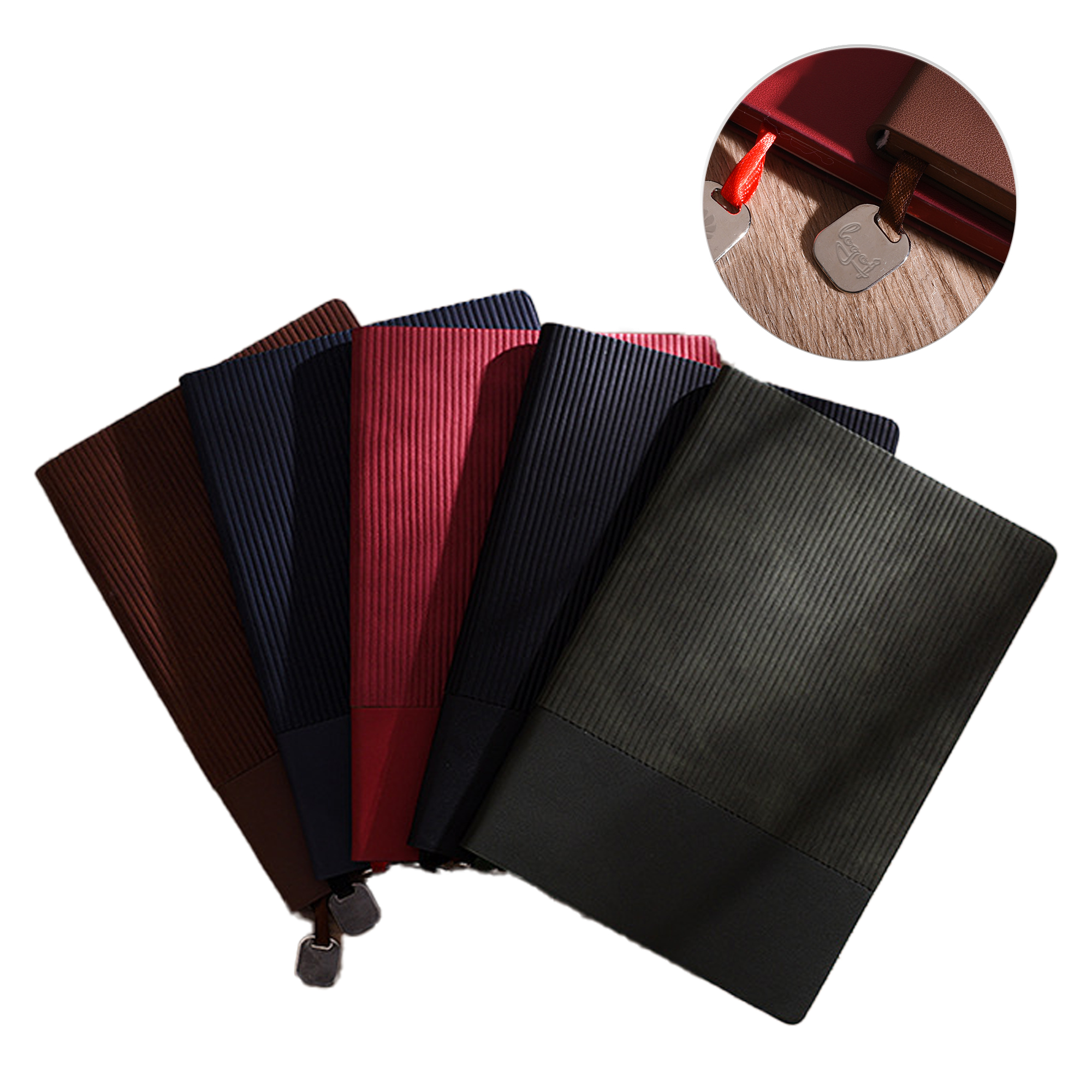 Textured PU Leather A5 Journal With Metal Bookmark 6