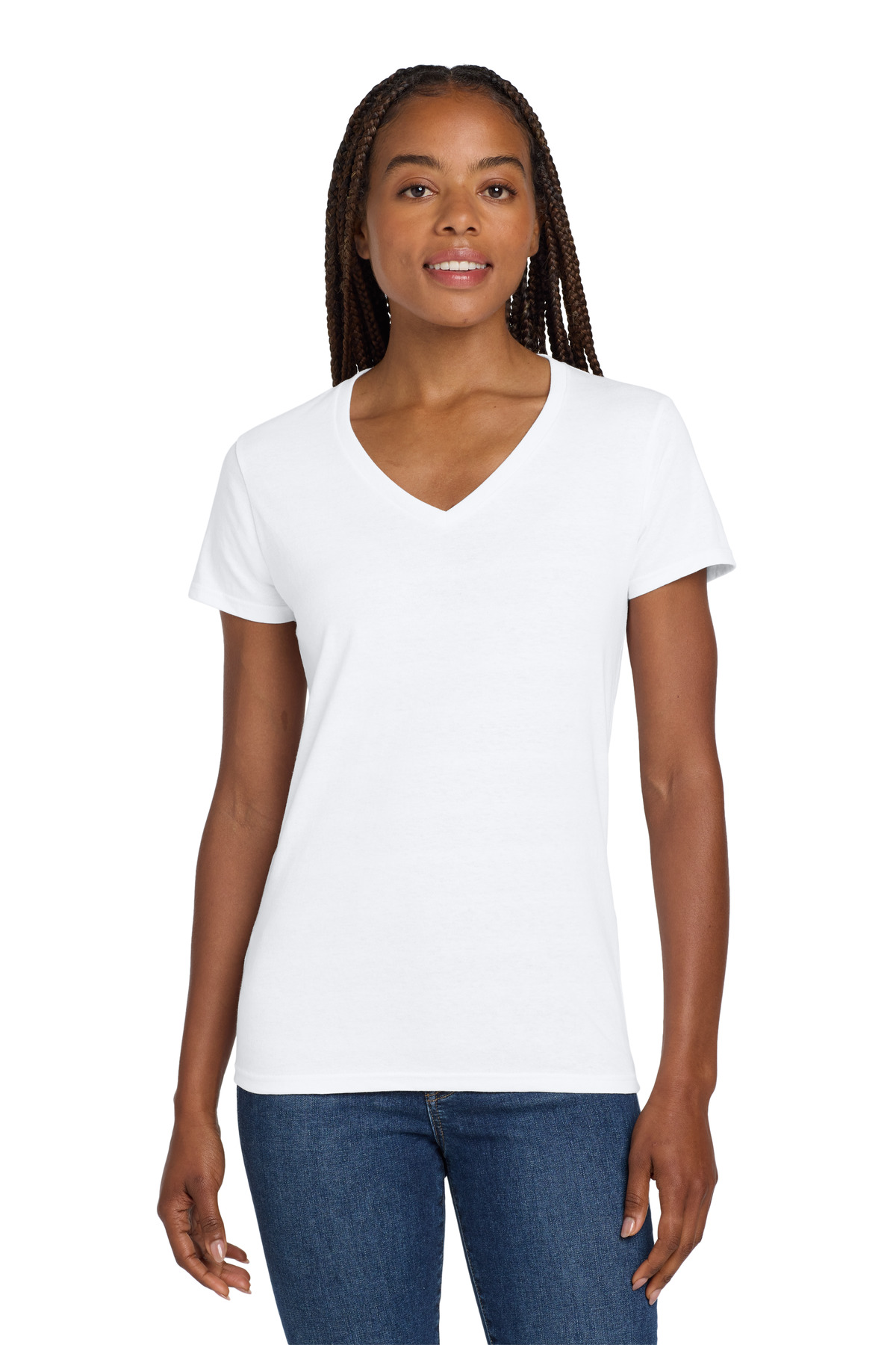 Gildan Women's Heavy Cotton 100% Cotton V-Neck T-Shirt. 5V00L 8