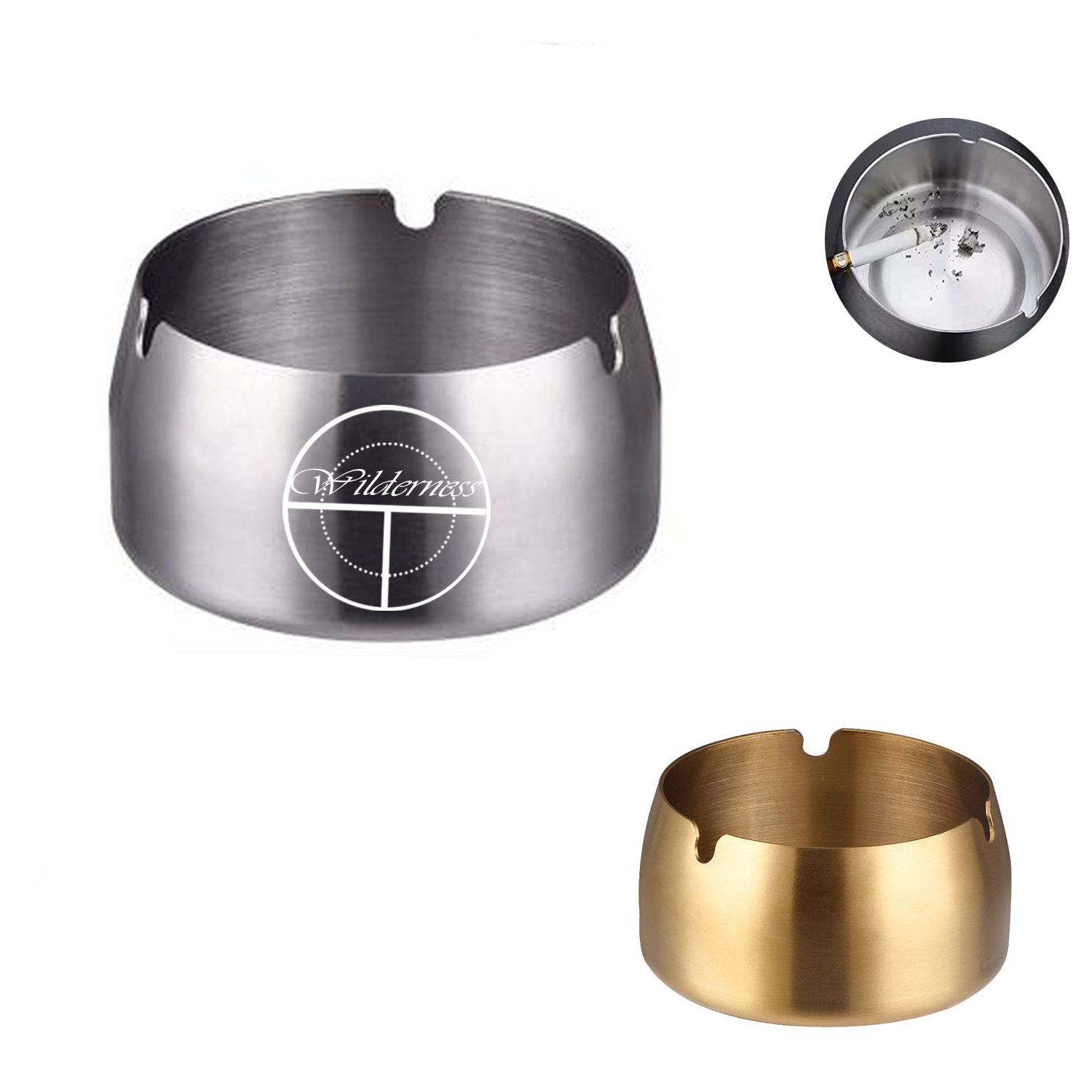 Windproof Stainless Steel Ashtray for Household Outdoors 6