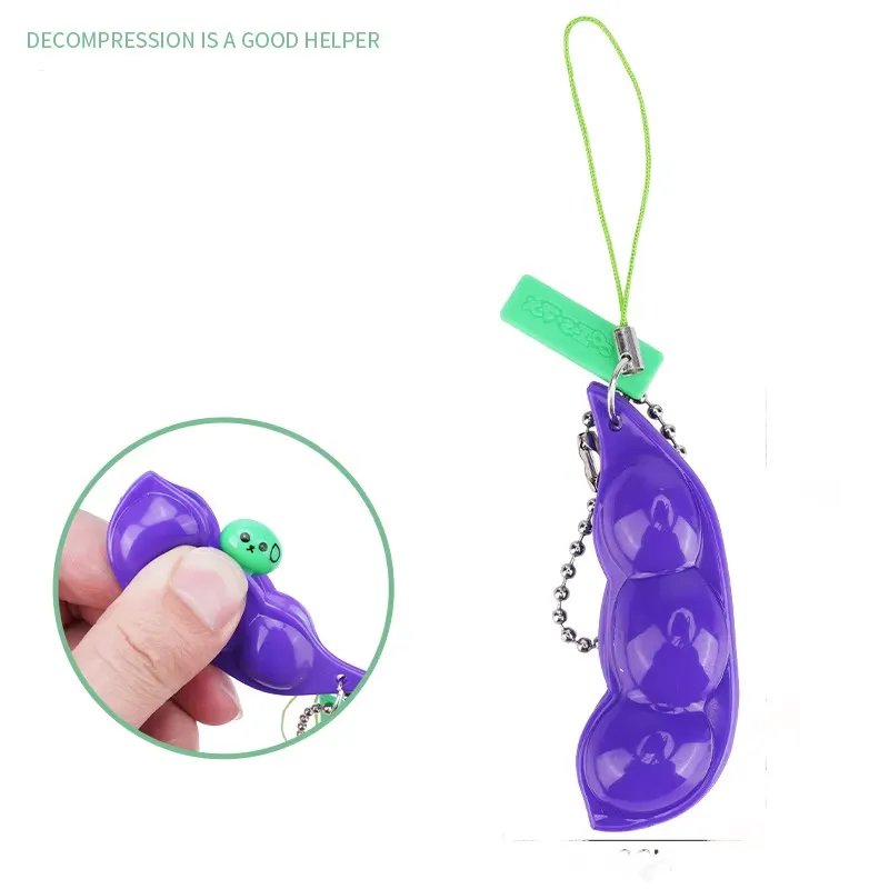3Pcs Squeeze-A-Bean Edamame Keychain 4