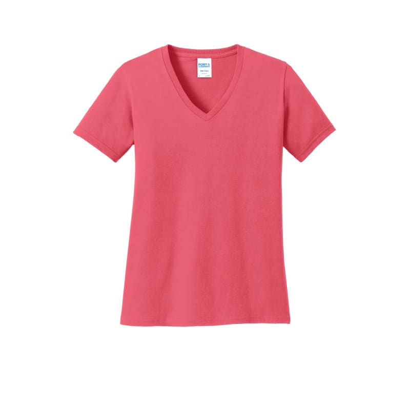 Port & Company Women's Core Cotton V-Neck Tee. 40