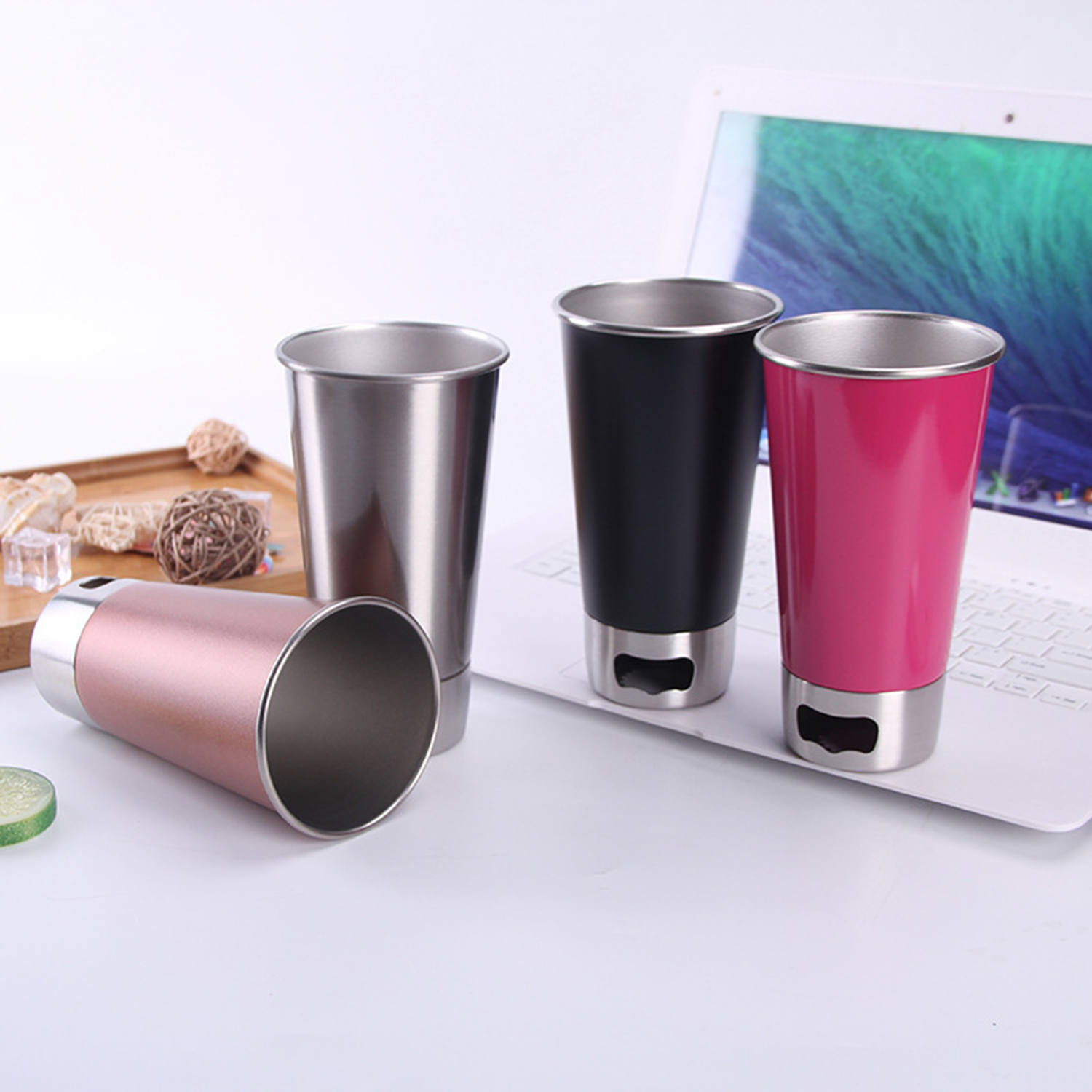 18oz Stainless Steel Cups W/ Bottle Opener 3