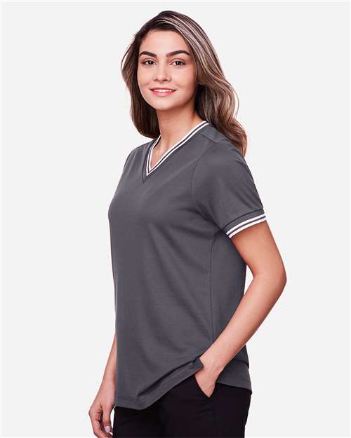 Women's CrownLux Performance® Plaited Tipped V-Neck Shirt - DG20CW 26
