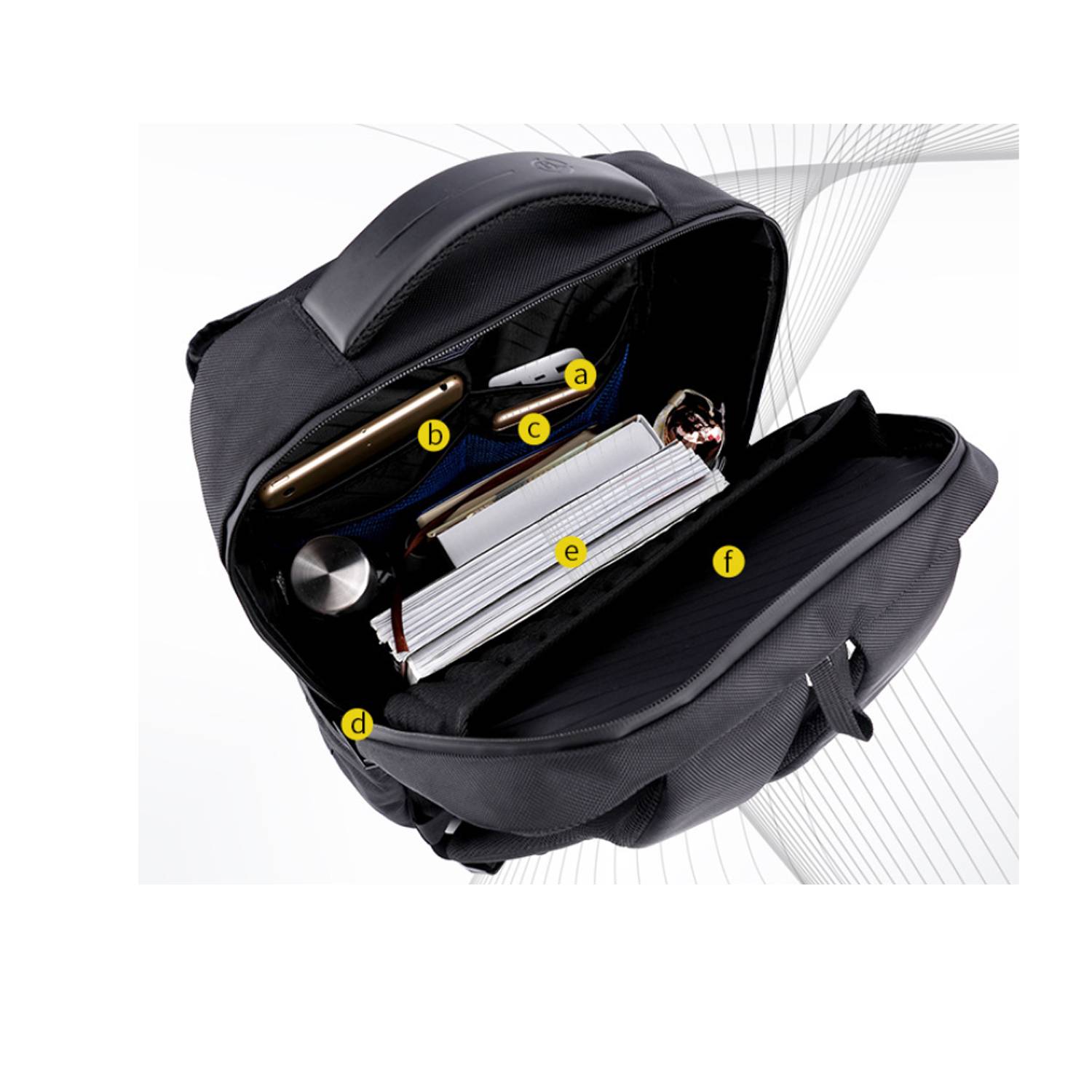 Business Notebook Polyester Backpack With USB Charging Port 5