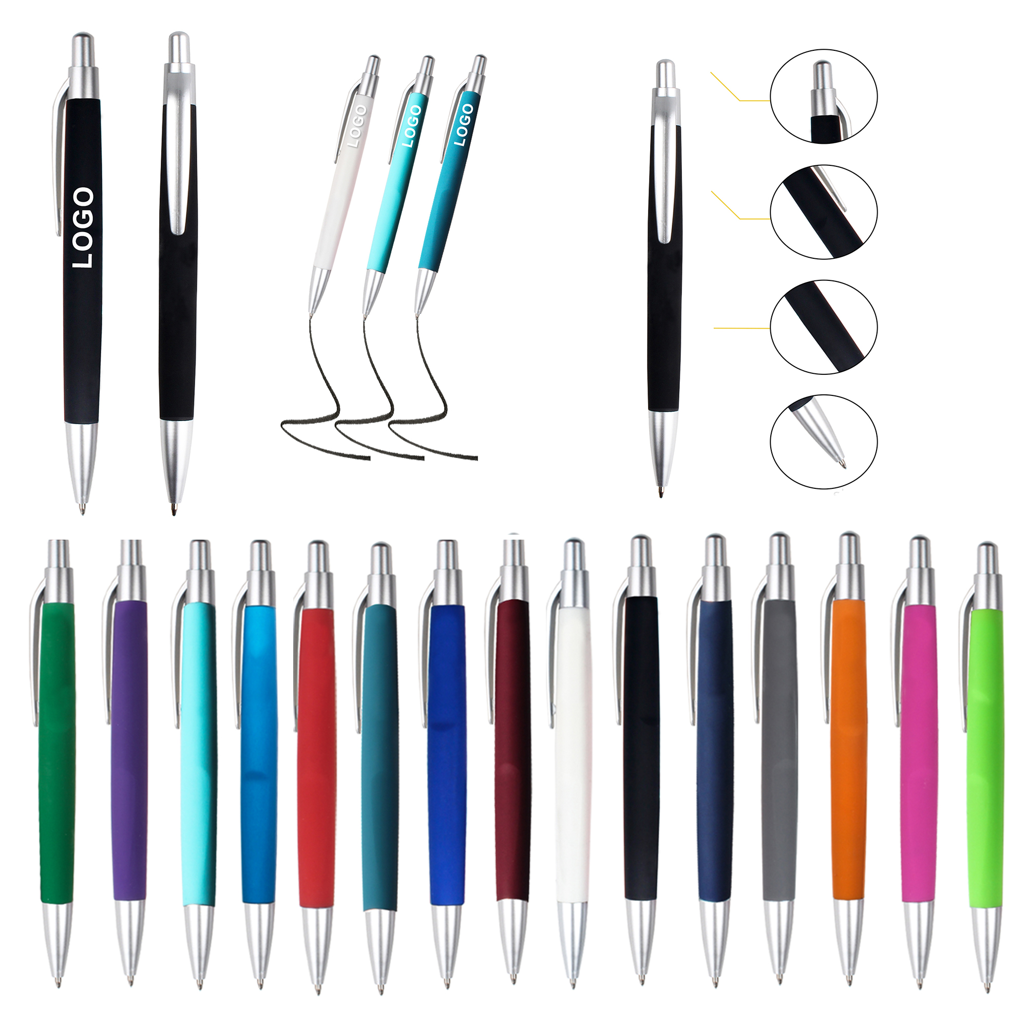 Click Ballpoint Soft Grip Rollerball Pen 2