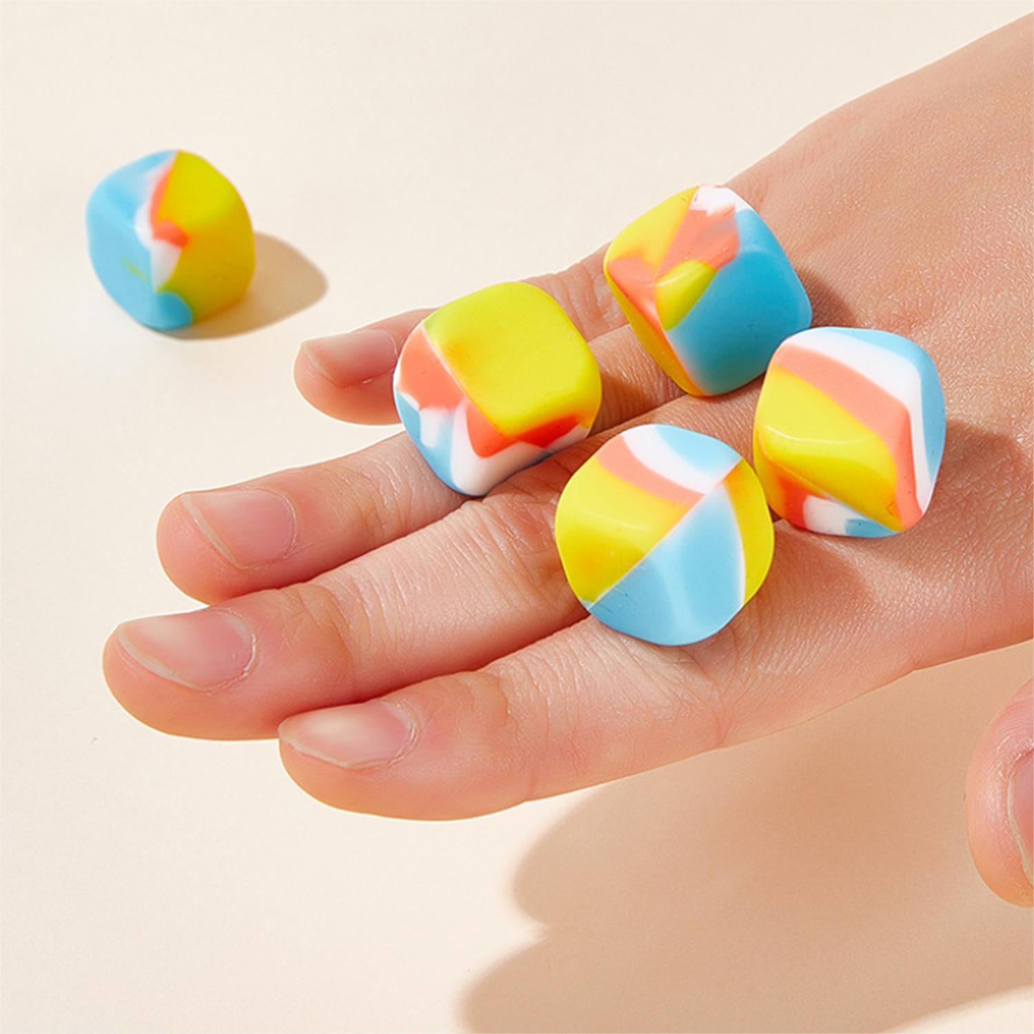 10 Pcs Silicone Stone Catching Dice Game w/ Pouch 12