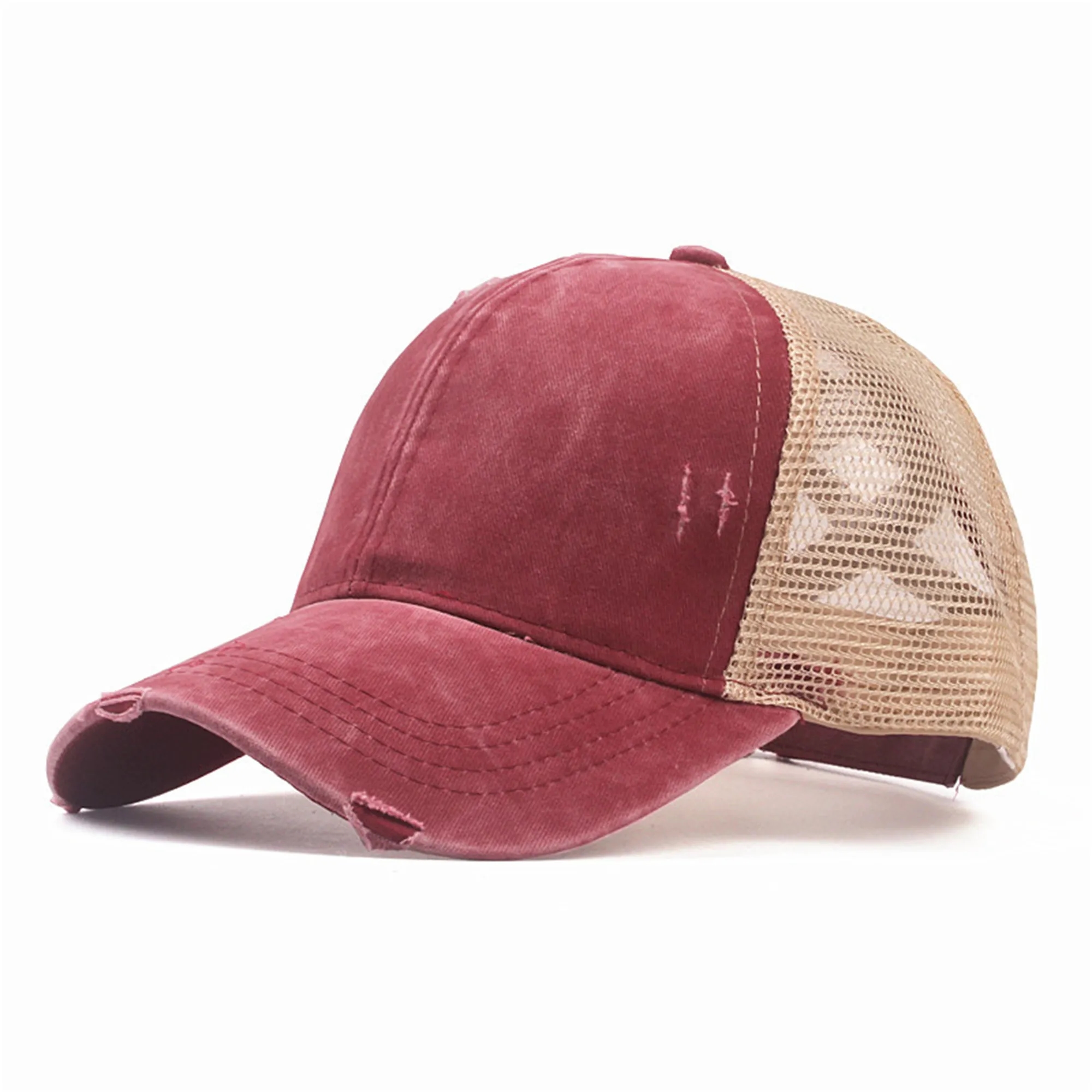 Washed Cotton Ponytail Baseball Cap 4