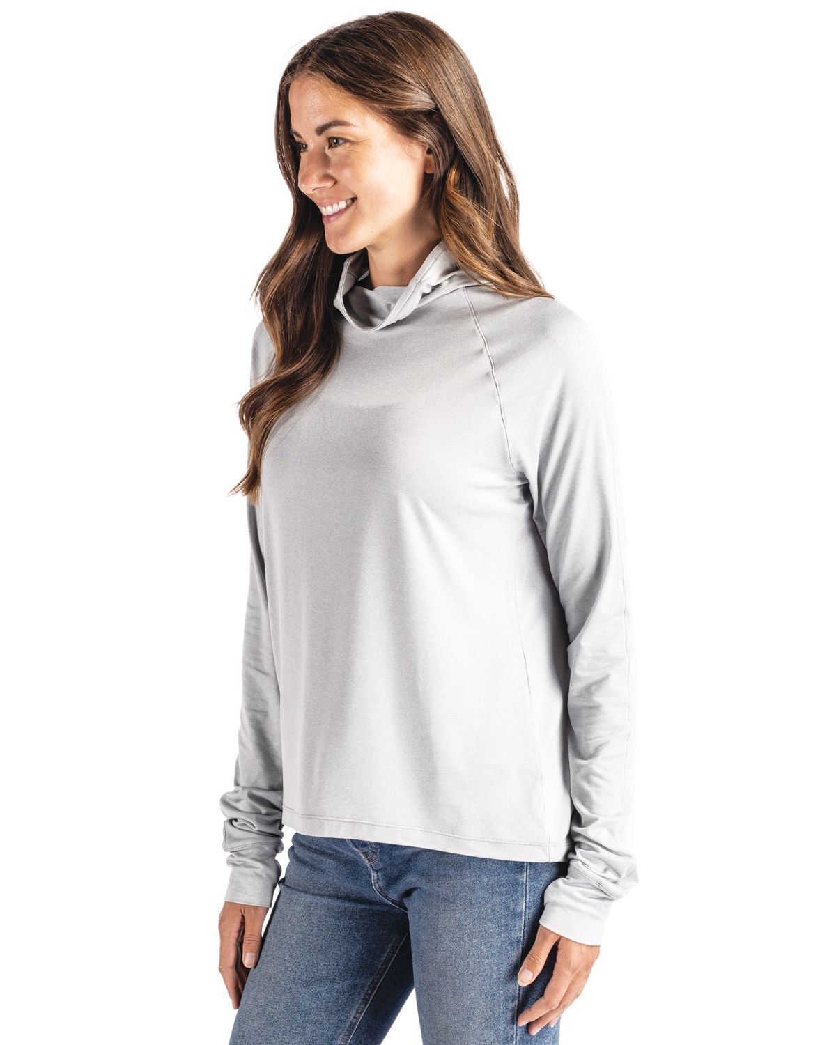 Cutter & Buck Coastline Recycled Double Peached Womens Funnel Neck Pullover 9