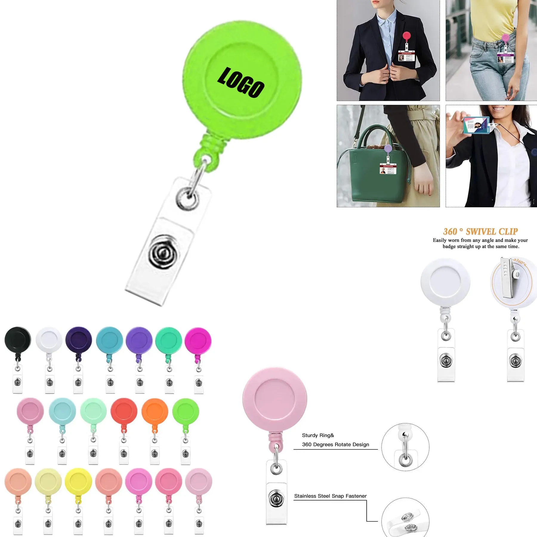 Office Supplies 360 Rotating Retractable Badge Reel 1