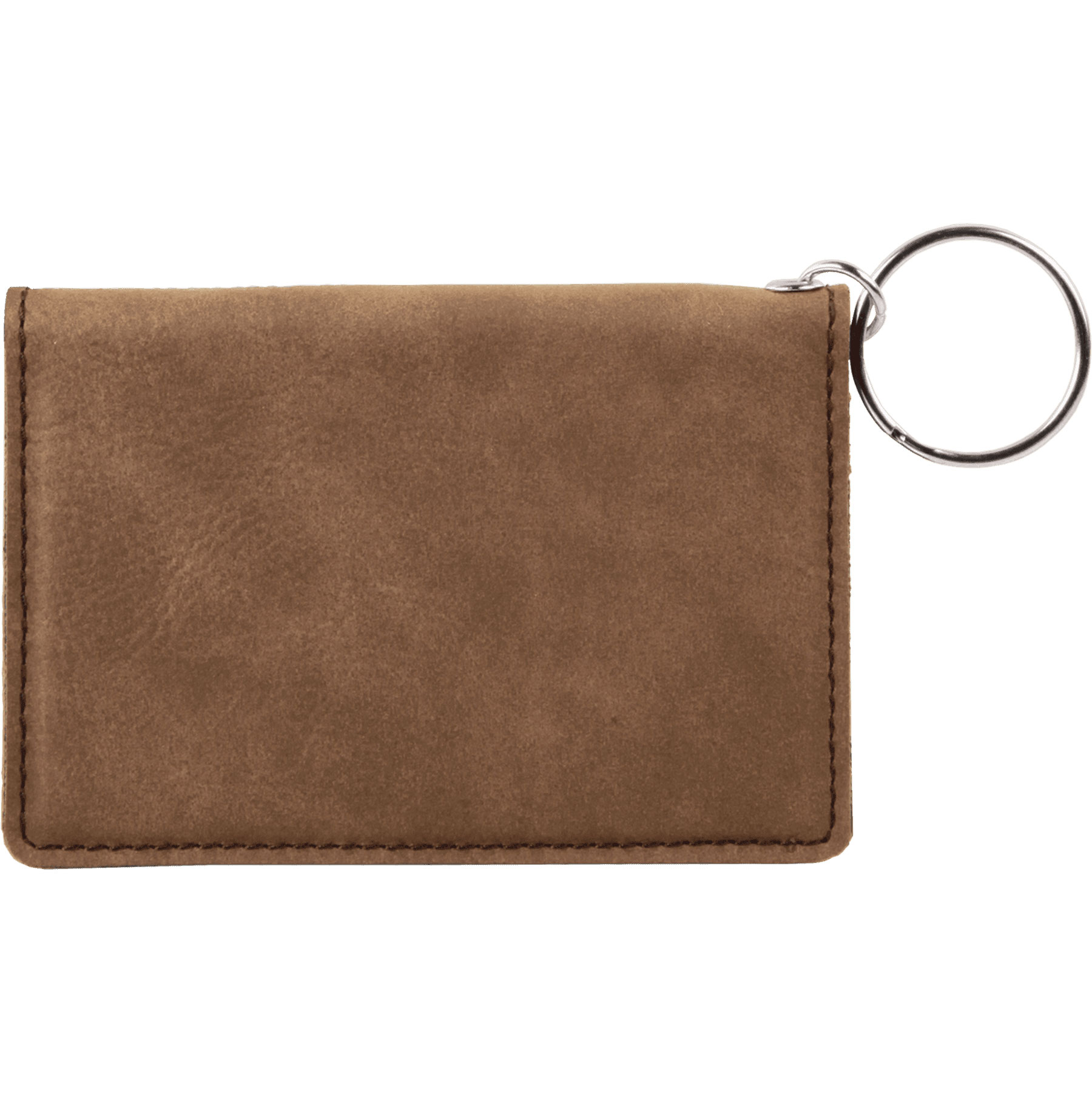 Dark Brown Leatherette Keychain ID Holder 3