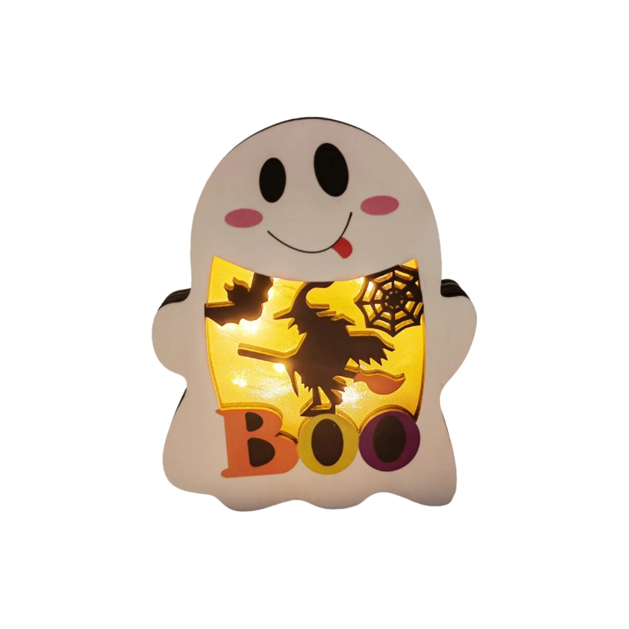 Wooden Halloween Glowing Ornament Lighted 6