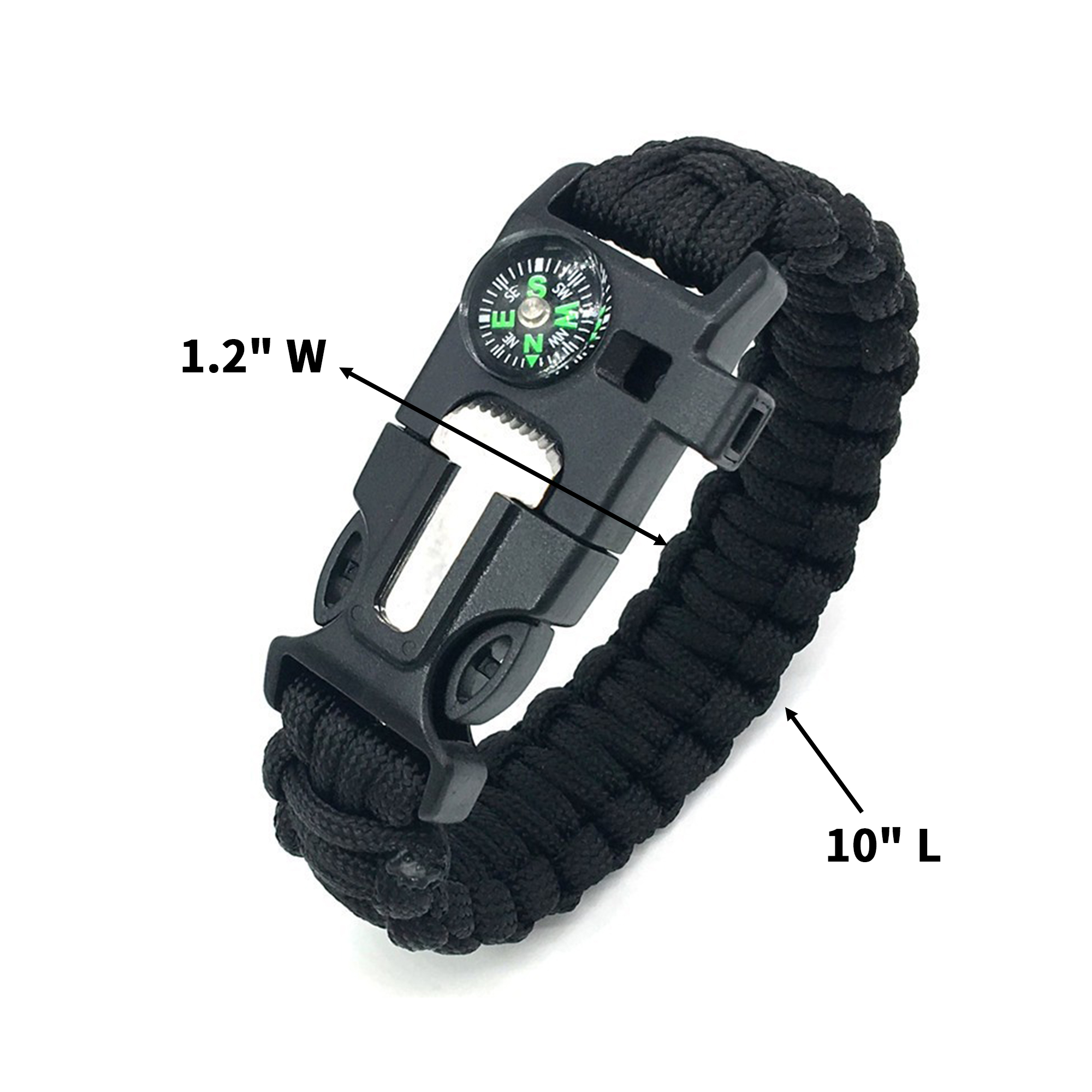 Paracord Survival Bracelet With Flint Igniter And Compass 10" 4