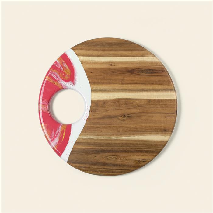 Large Round Acacia Board With Dip Holder 40