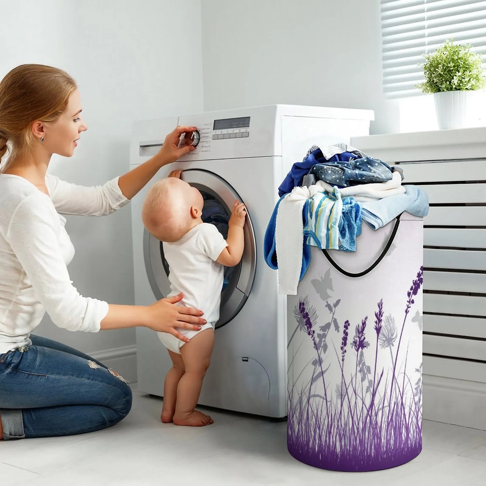 Foldable Polyester Laundry Hamper with Handles 4