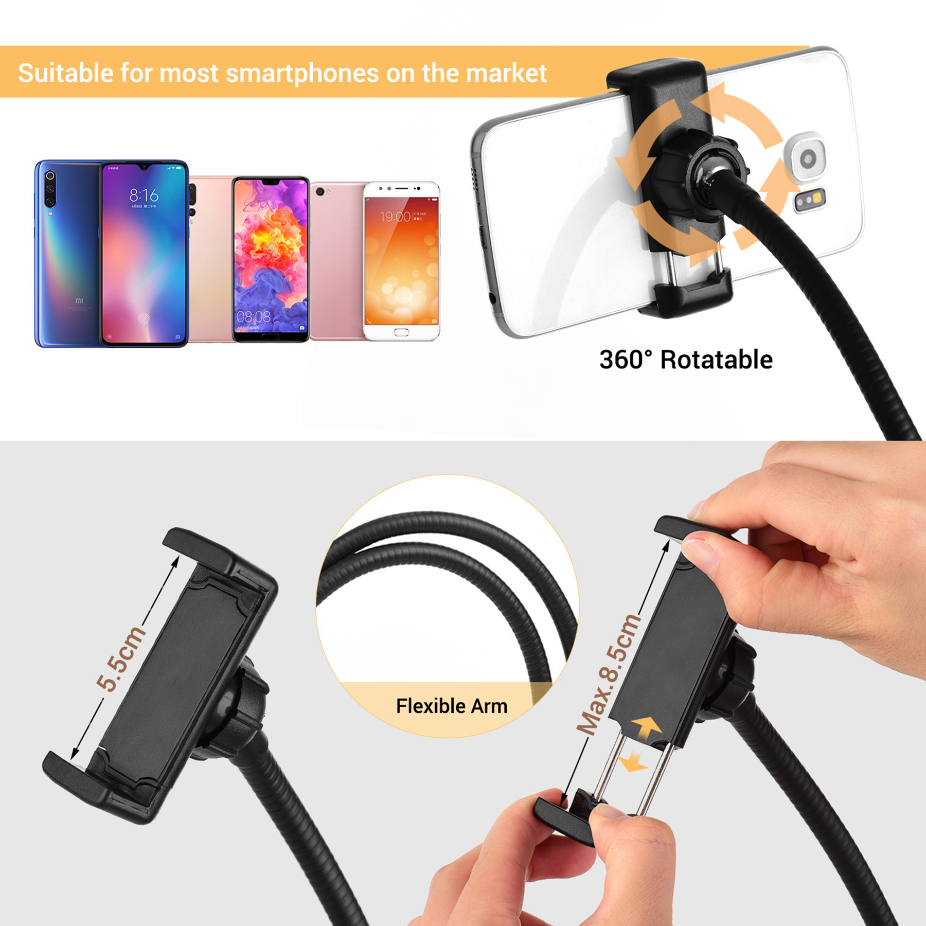 Dual Selfie Ring Light with Moible Phone & Webcam Holder 3