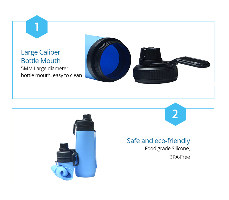 Foldable Silicone Water Bottle, 23 oz. 3