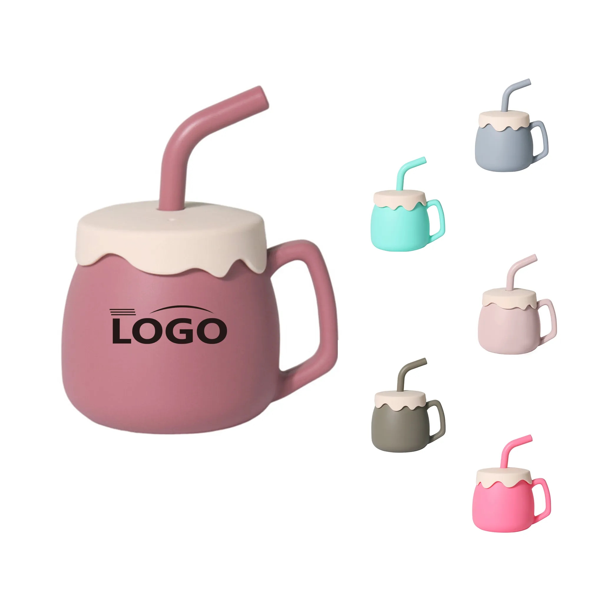 Food Grade Baby Silicone Straw Cup MOQ 20pcs 2