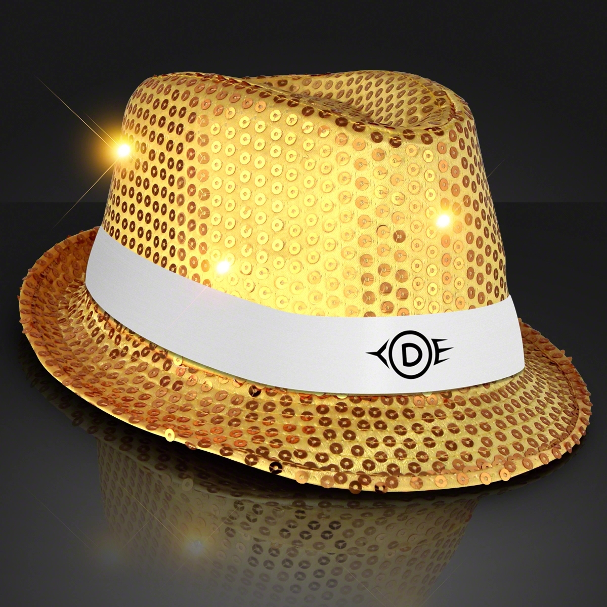 Shiny Single Colored Fedora Hats with Flashing Lights 22