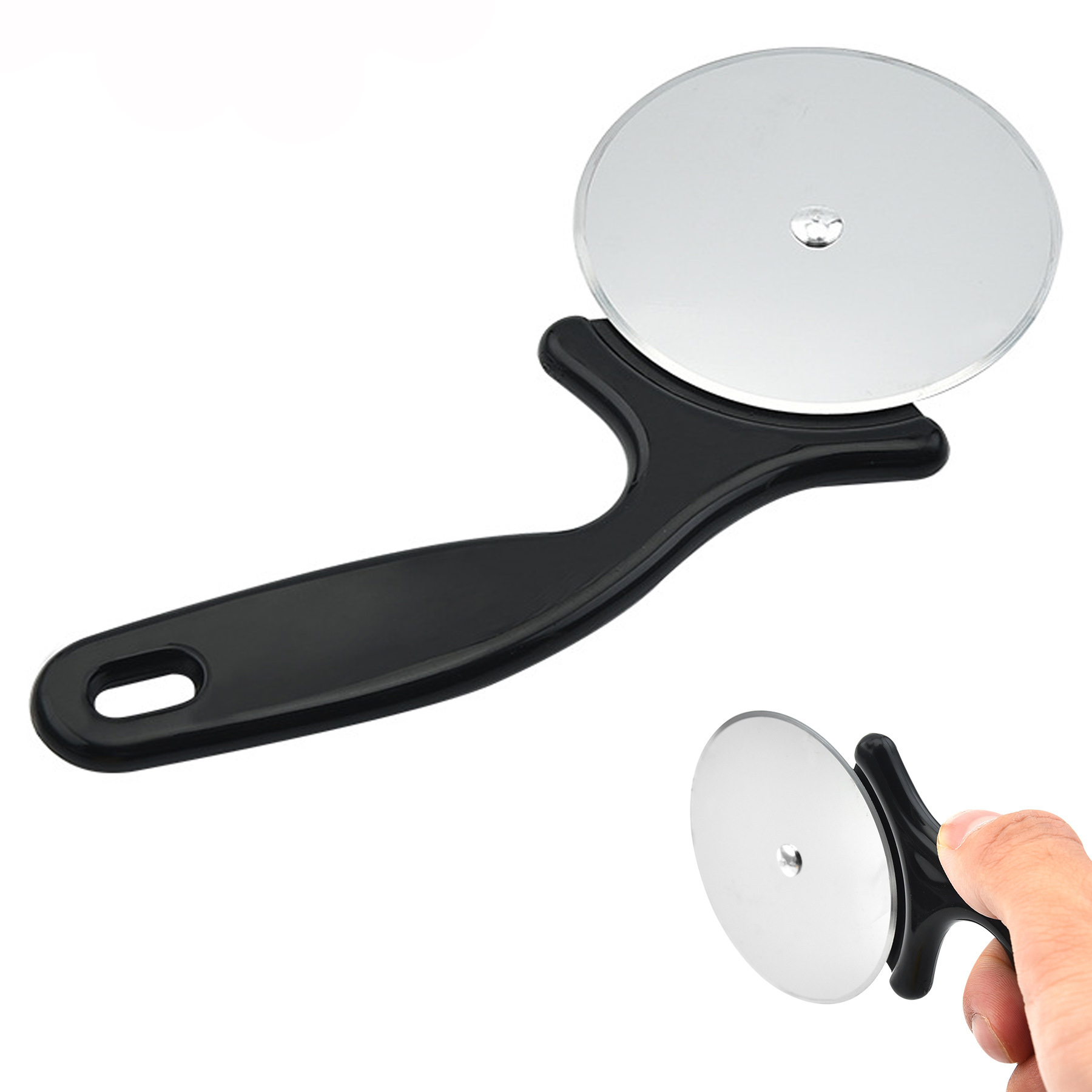 Long Handle Stainless Steel Wheel Pizza Cutter 2