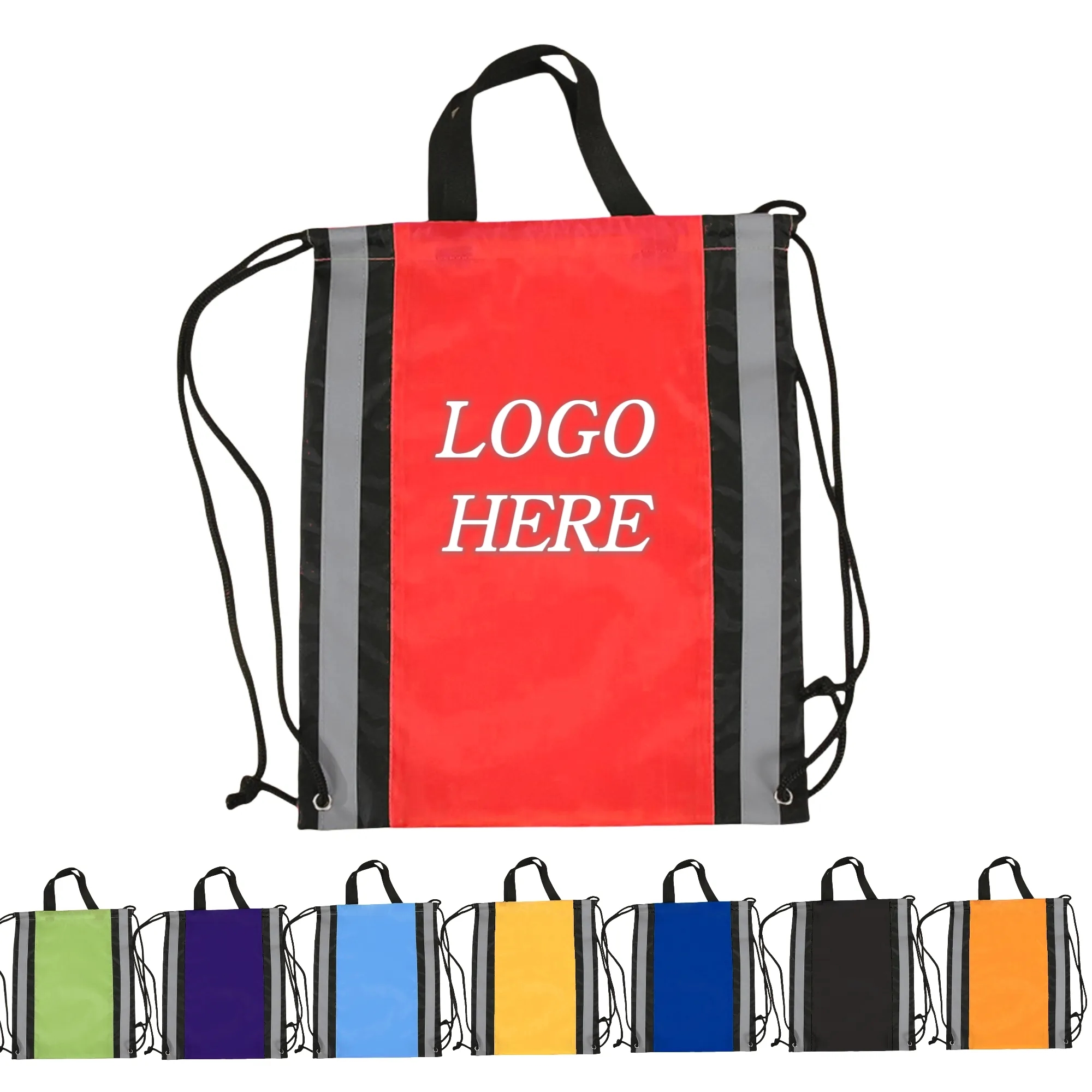 Drawstring Backpacks With Reflective Strip 2
