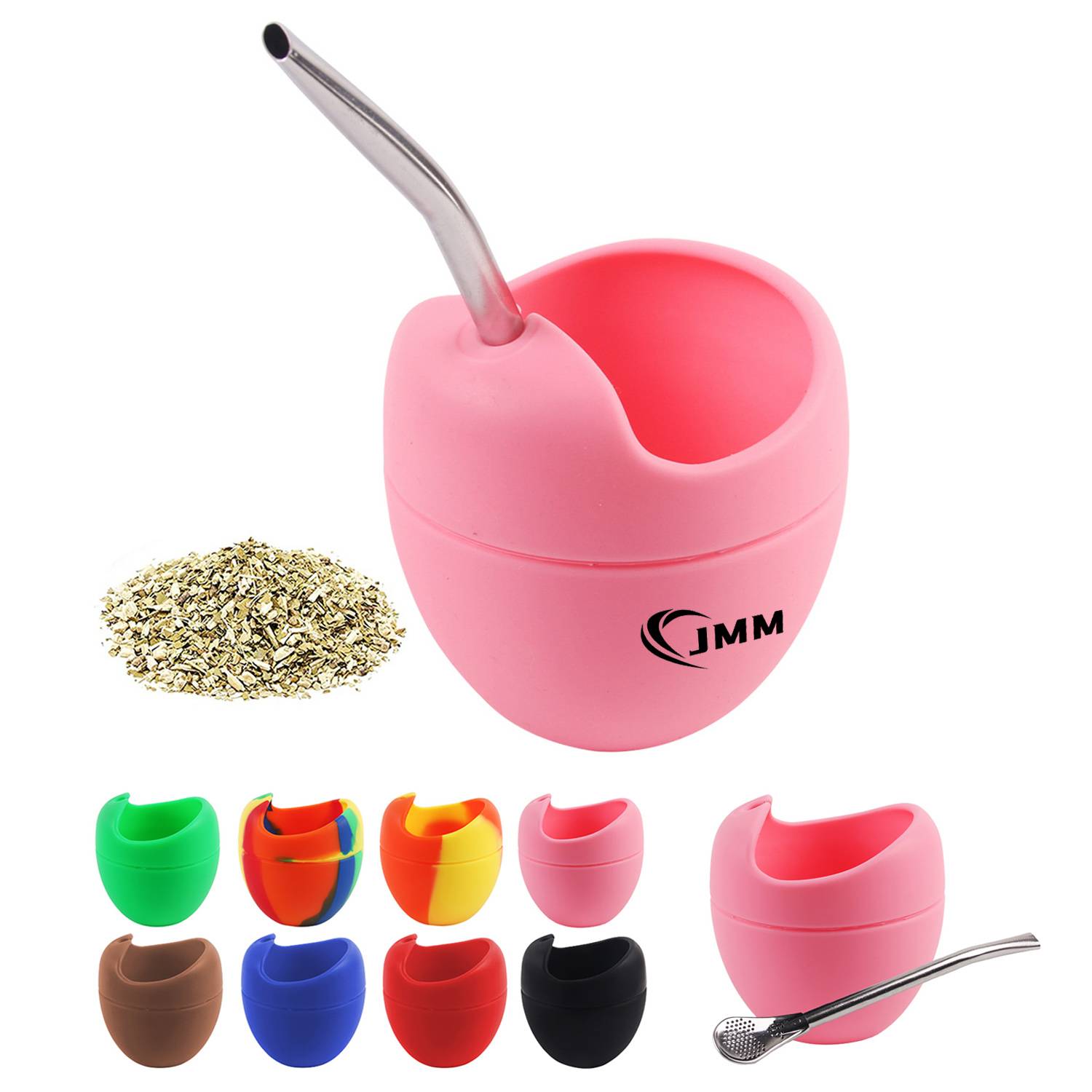 8oz Silicone Foldable Tea Cup With Straw 7
