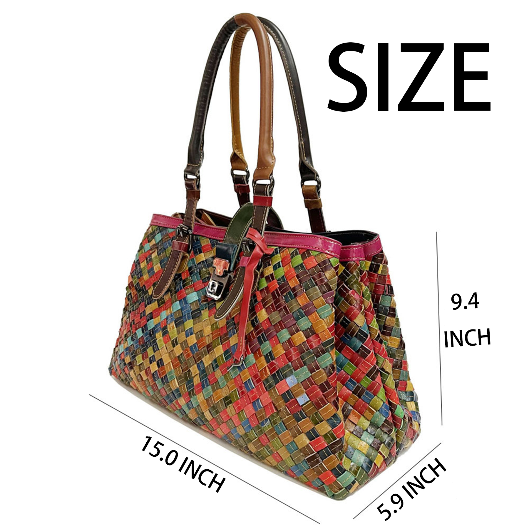 Genuine Leather Vintage woven tote cross-body bag 6