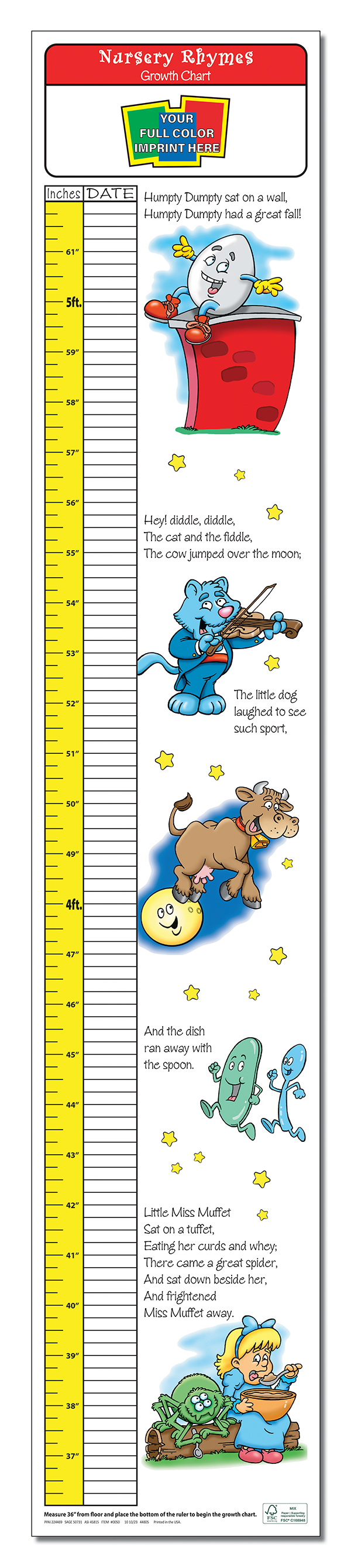 GROWTH CHART - Nursery Rhymes Children's Growth Chart 3