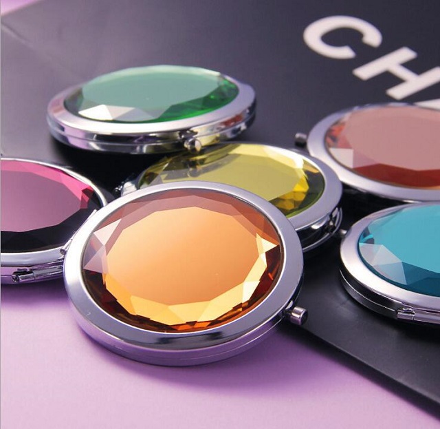 Crystal Metal Frame Pocket Mirror 1