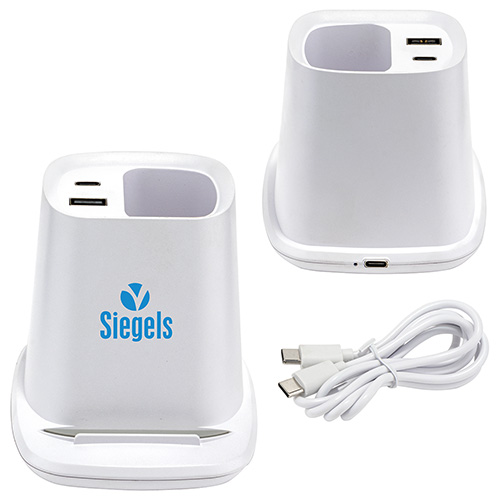 Annex Wireless Charging Stand with Dual Ports & Pen Holder 6