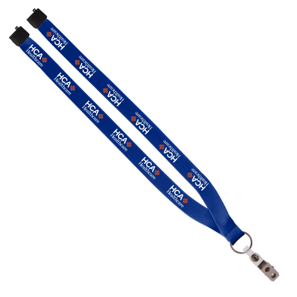 3/4" Polyester Lanyard with Sewn Silver Metal Split-Ring 174