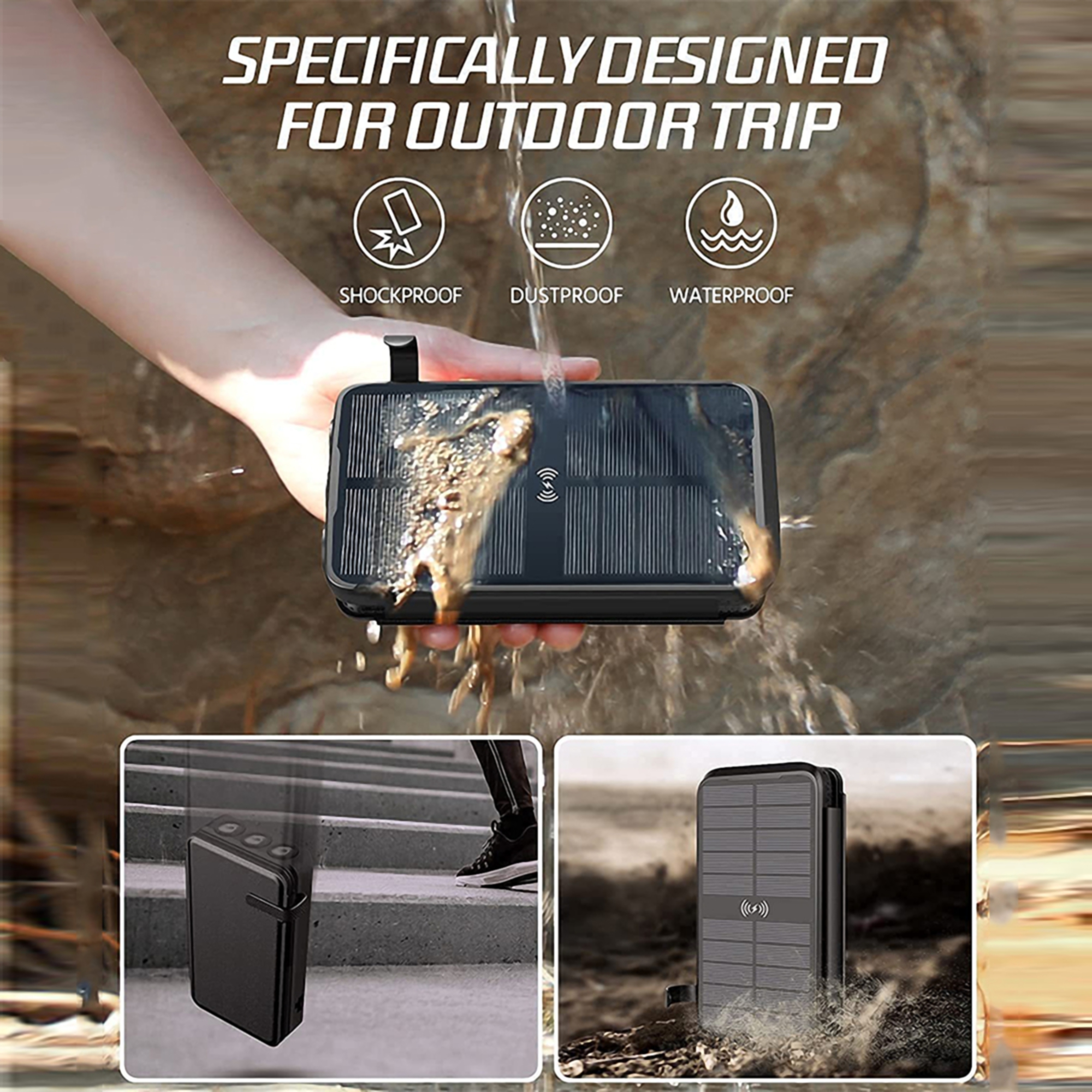 Solar Power Bank 20000mAh w/LED Flashlight 4