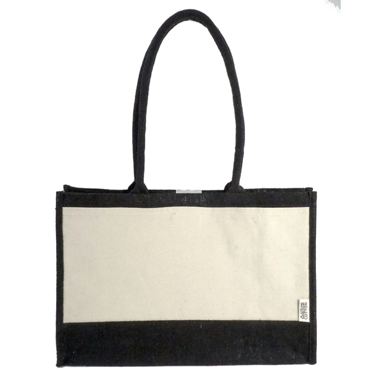 Seattle Recycled Cotton Front Pocket Jute Shopper Tote 27