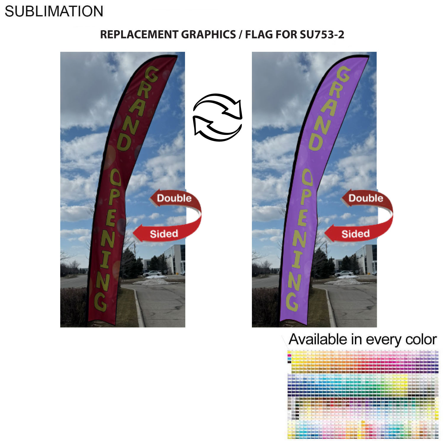 Replacement Flag for 19' X-Large Feather Flag Kit, Full Color Graphics Double Sided 2