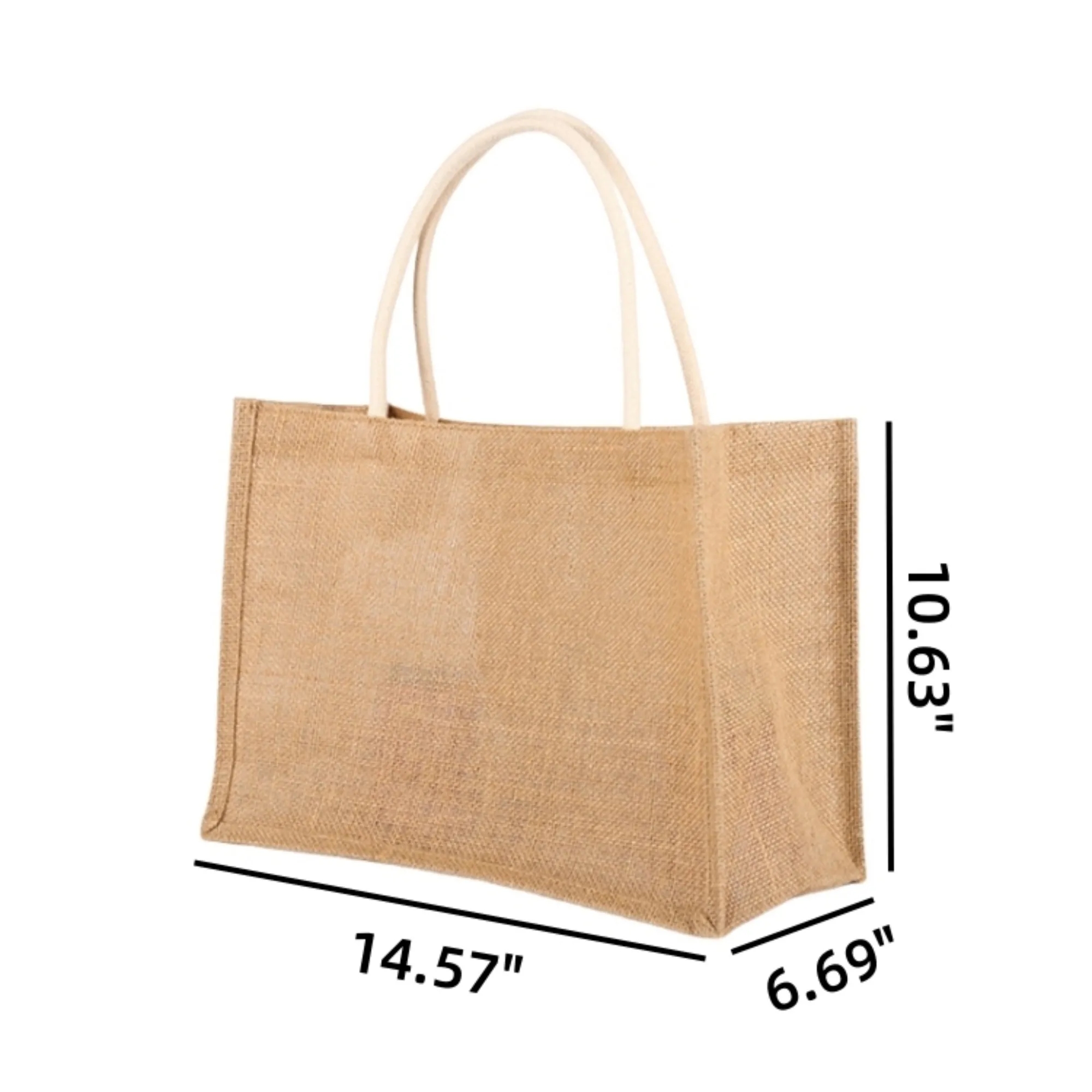 Eco Natural Jute Reusable Tote Bag, custom tote bag with logo imprint 3