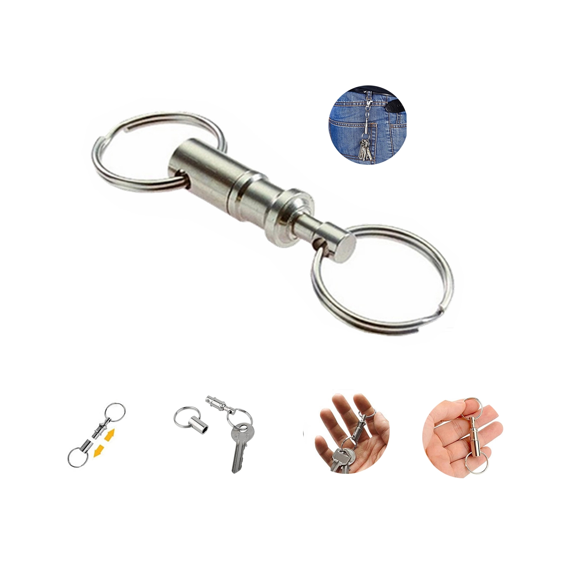 Detachable Metal Steel Pull-Apart Key Rings 1